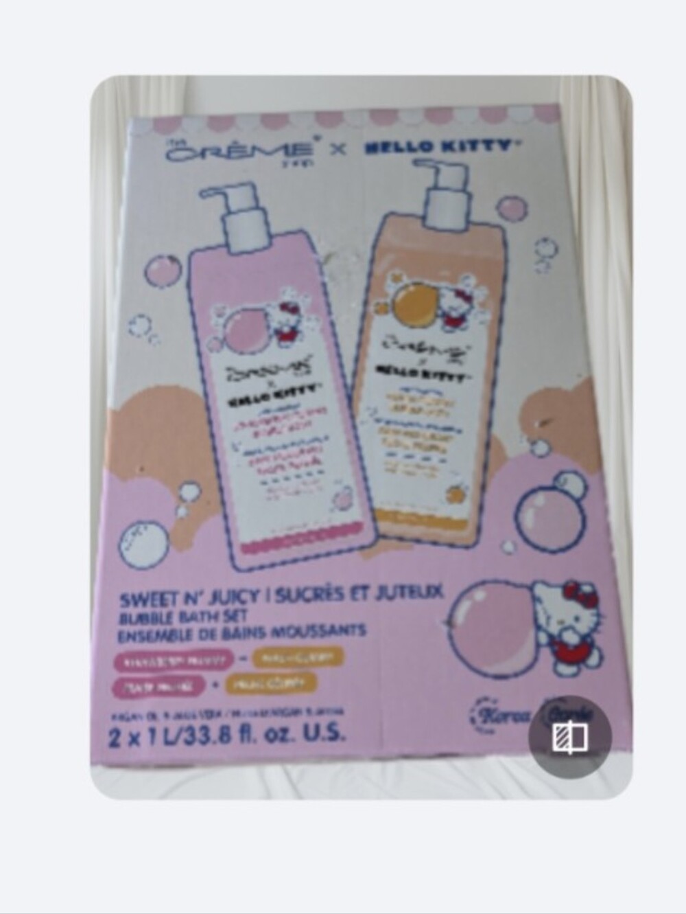 Hello Kitty Strawberry & Peach Gummy Bubble Bath Duo - Pink & Peach